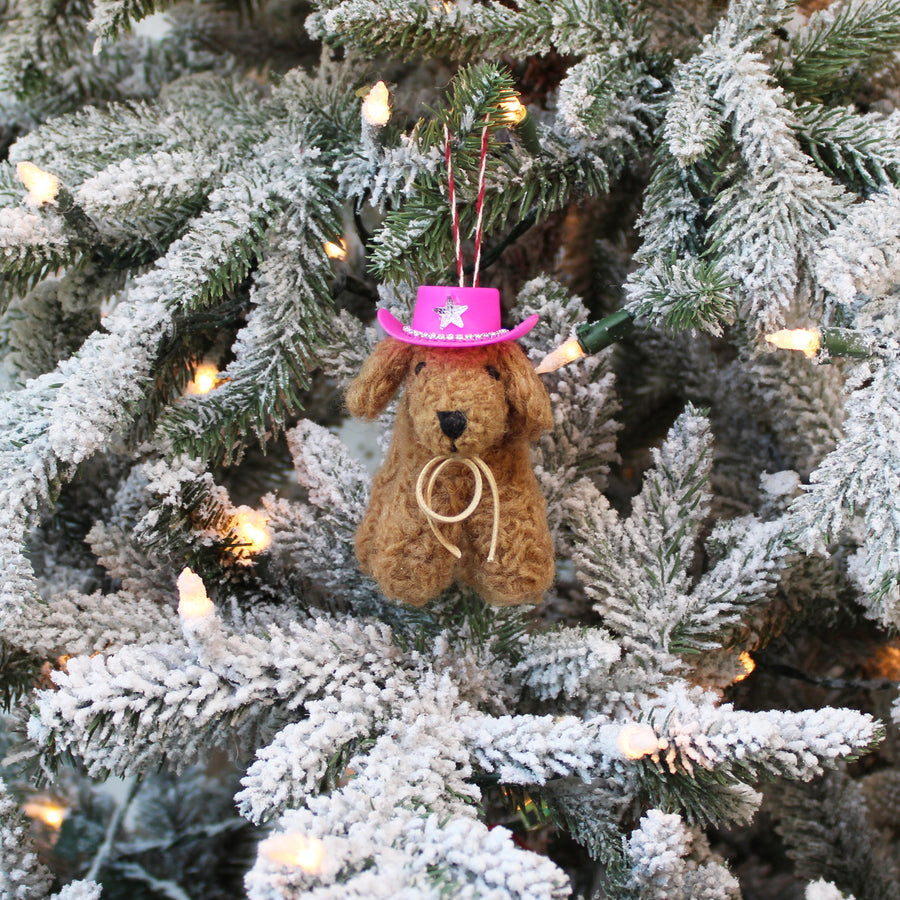 Cowboy Curly Doodle Dog Ornament  (LIMITED QUANTITIES)