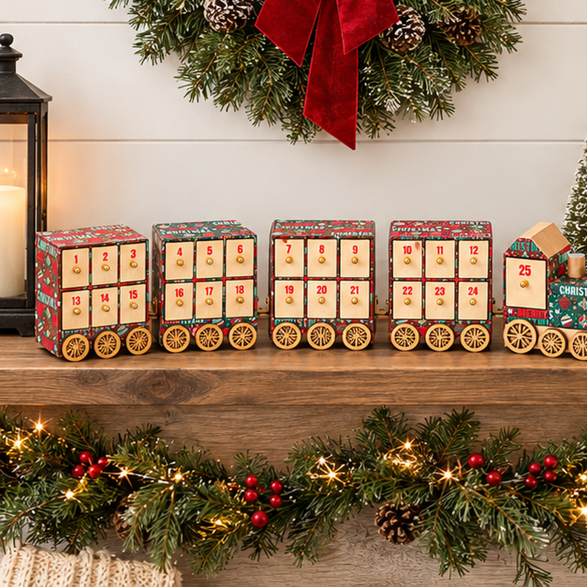 Christmas Train Advent Calendar - Keepsake Holiday Décor
