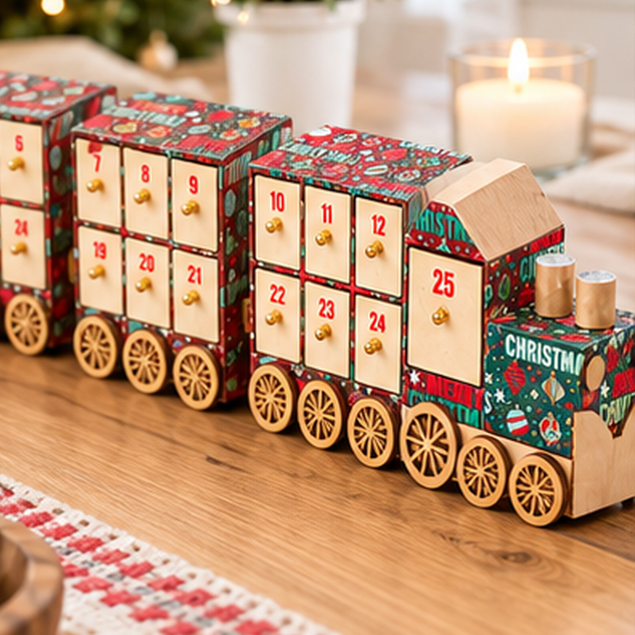Christmas Train Advent Calendar - Keepsake Holiday Décor