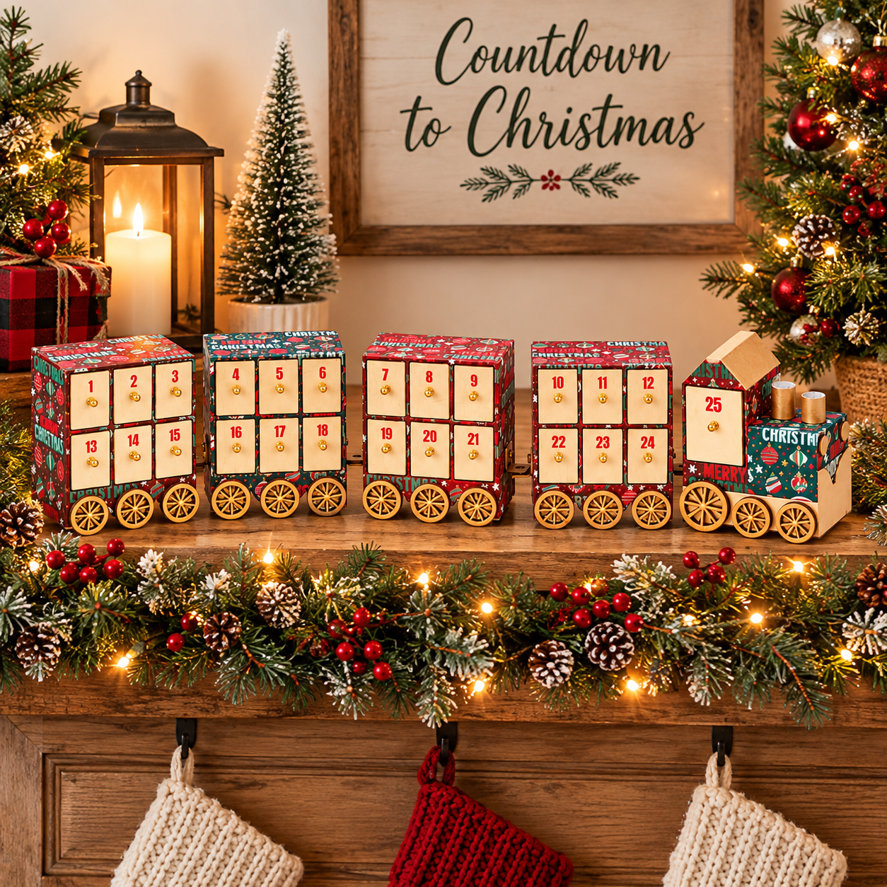 Christmas Train Advent Calendar - Keepsake Holiday Décor
