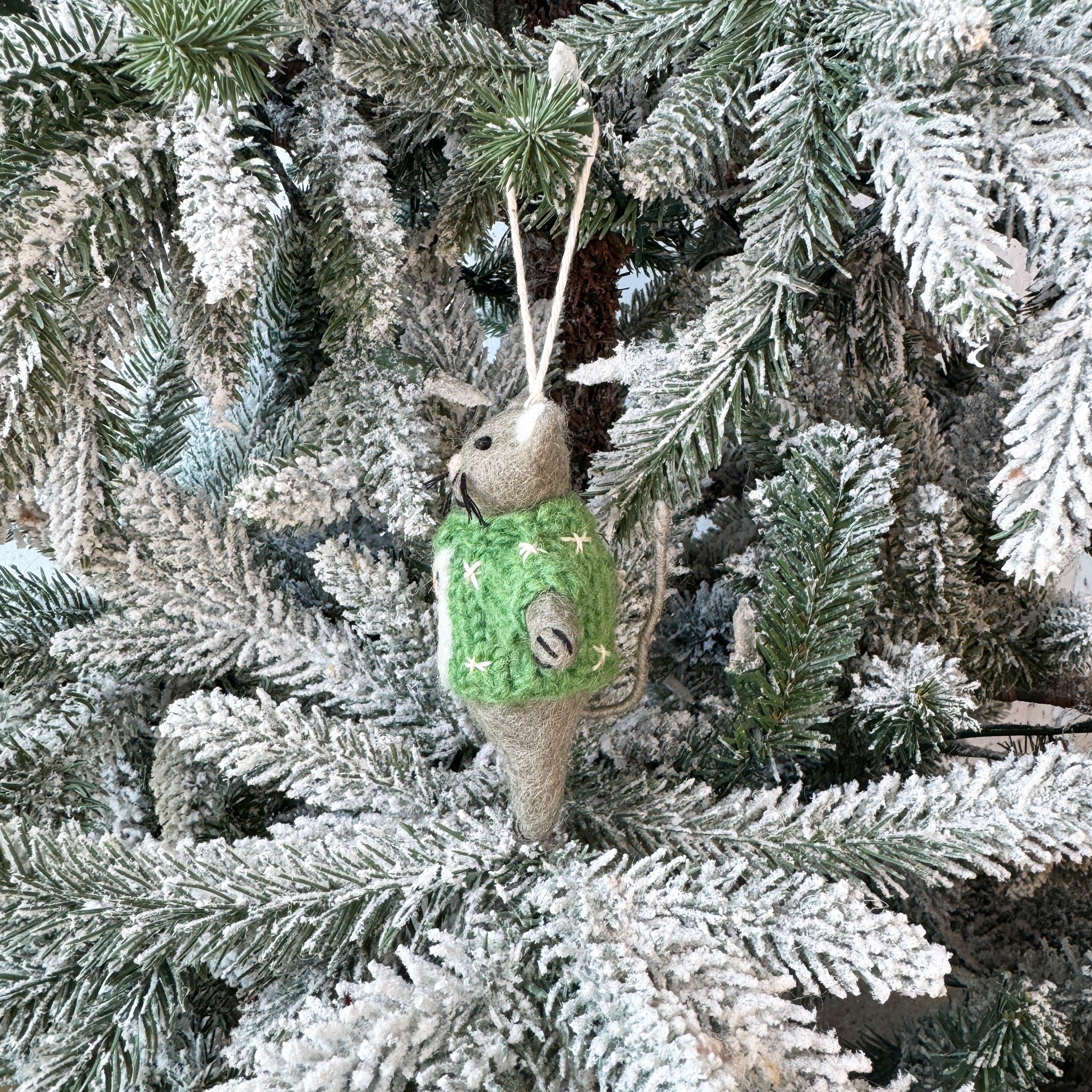 Ugly Sweater Grey Cat Ornament