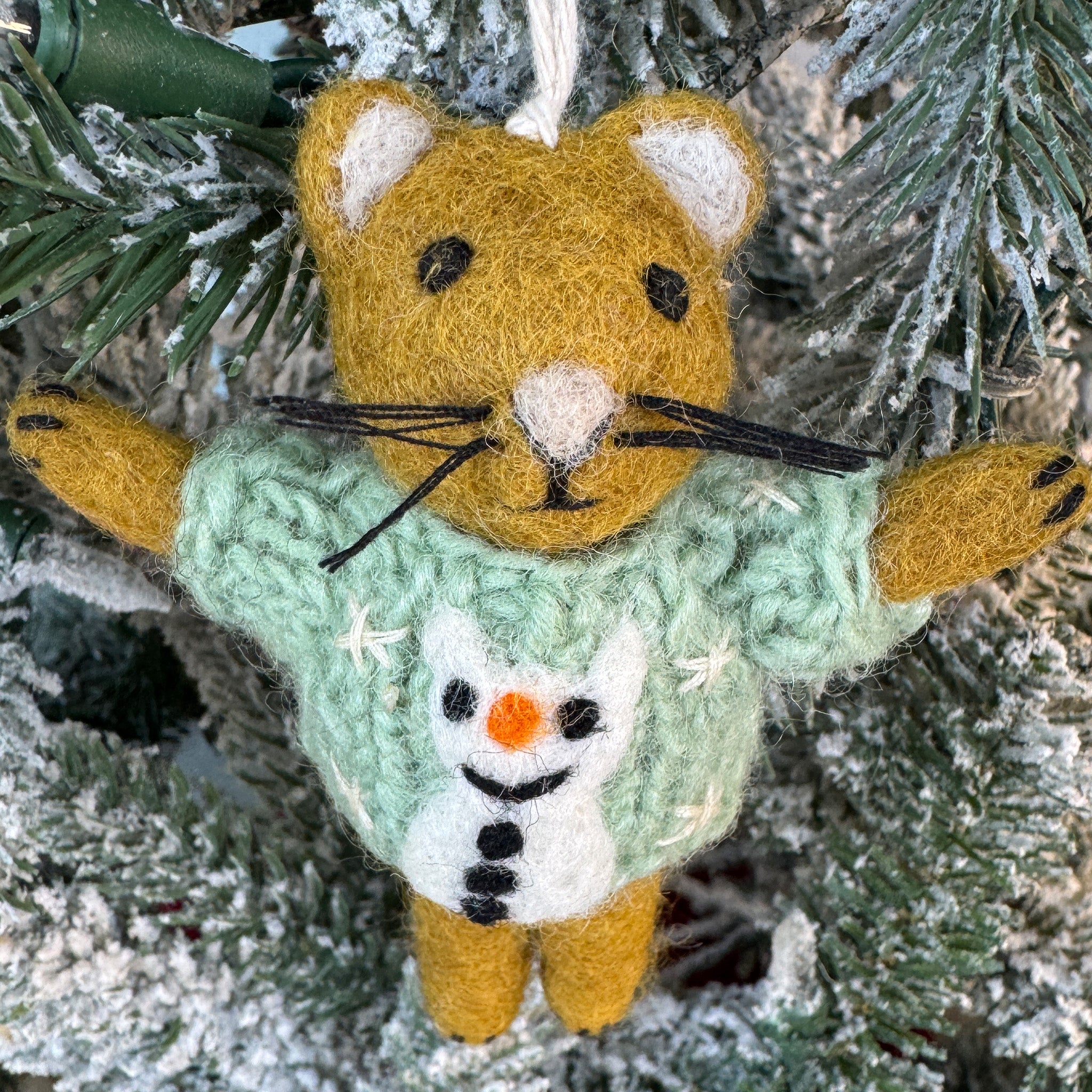 Ugly Sweater Brown Cat Ornament