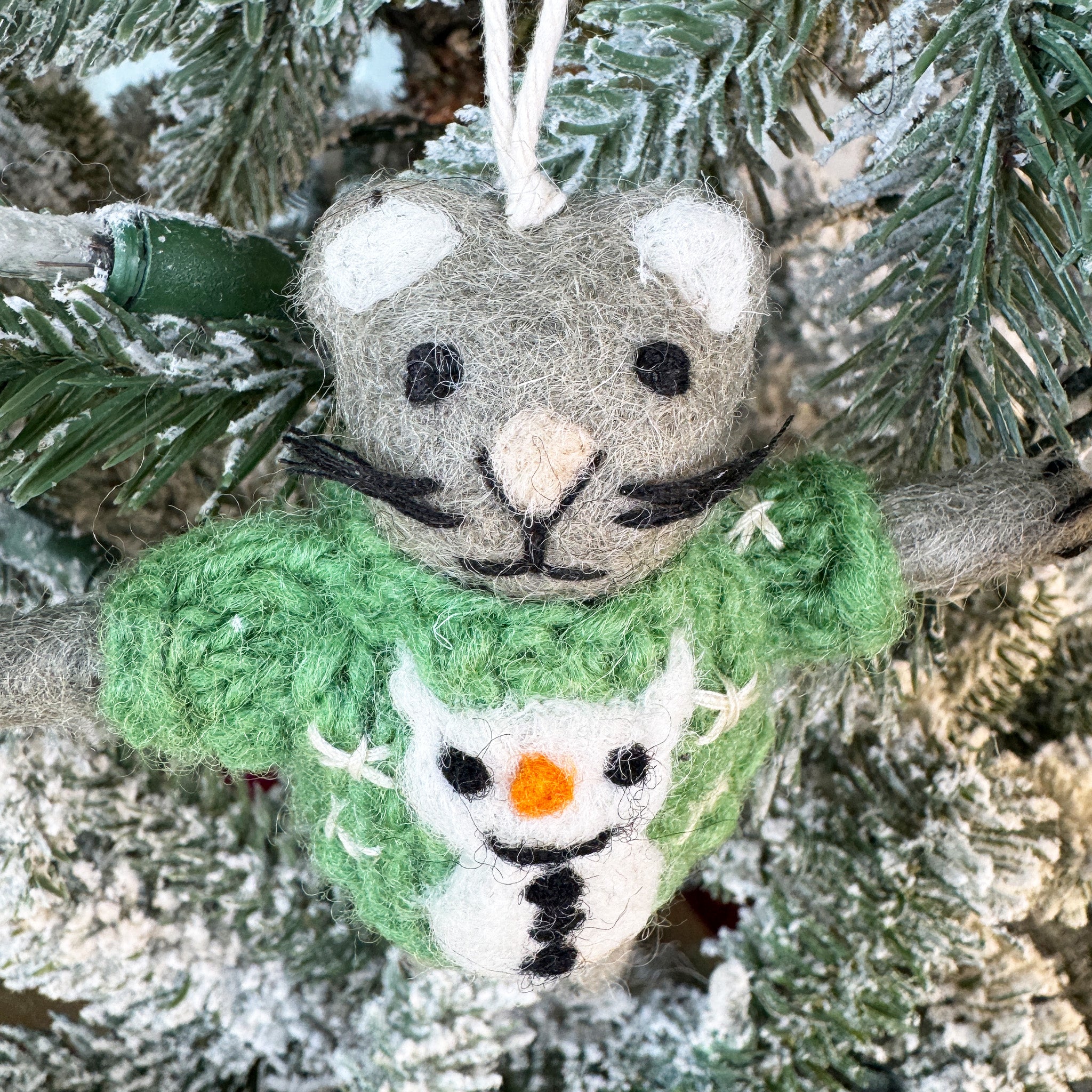 Ugly Sweater Grey Cat Ornament