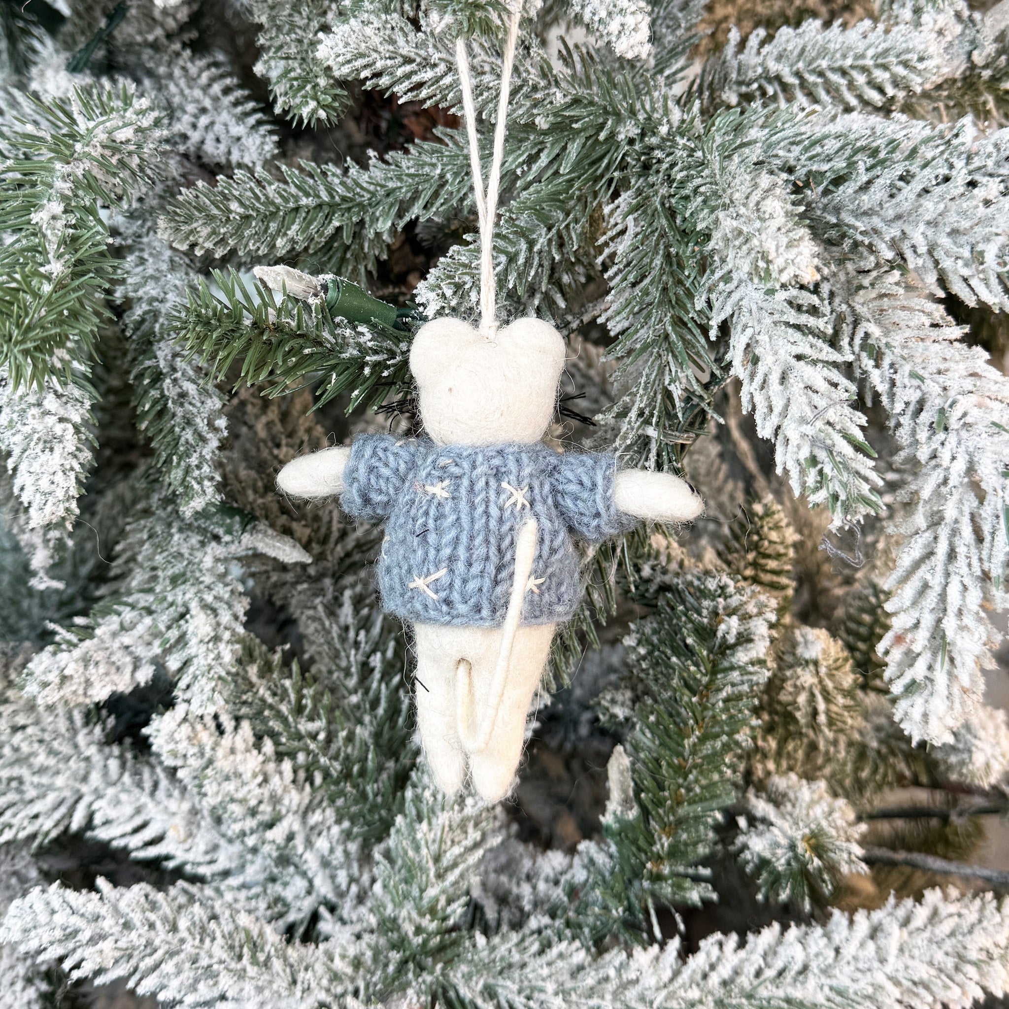 Ugly Sweater White Cat Ornament