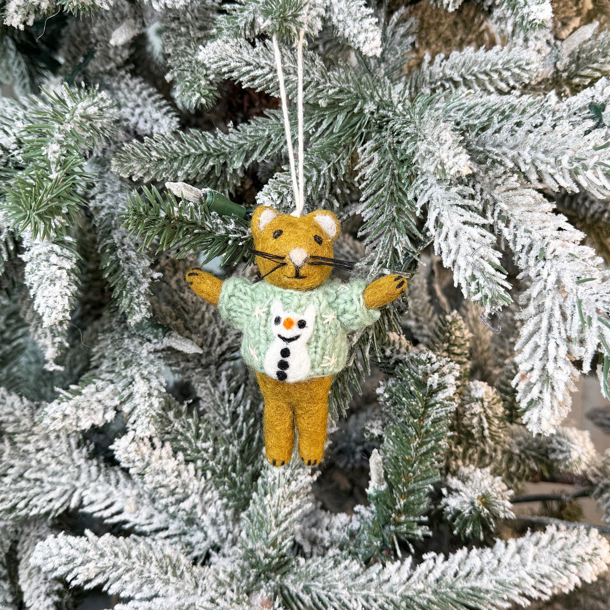 Ugly Sweater Brown Cat Ornament
