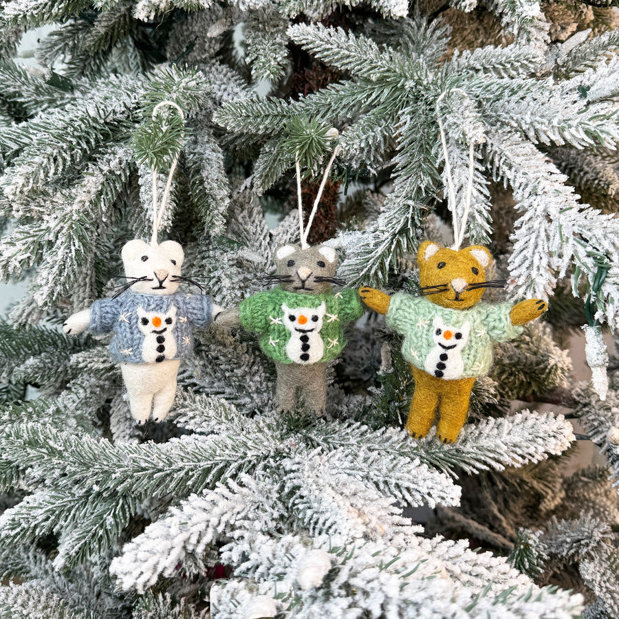 Ugly Sweater Brown Cat Ornament