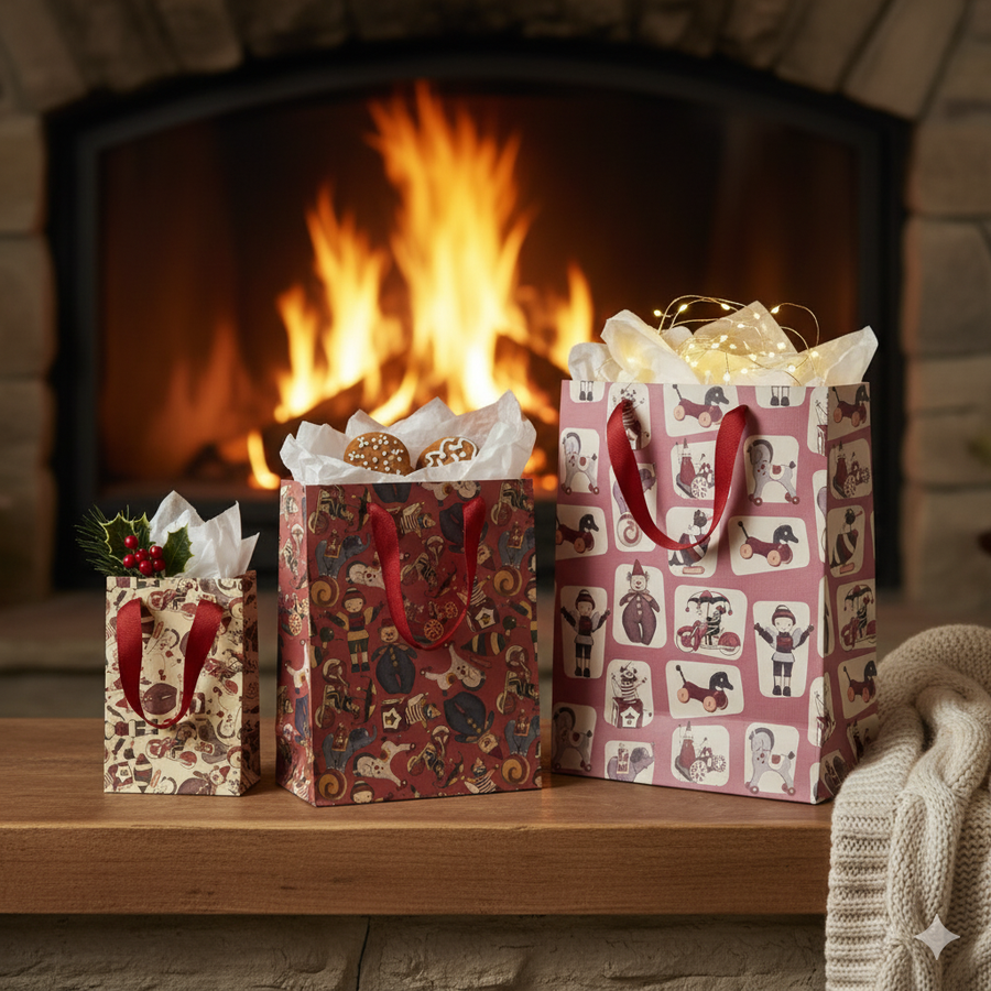 Vintage Paper Gift Bag Set