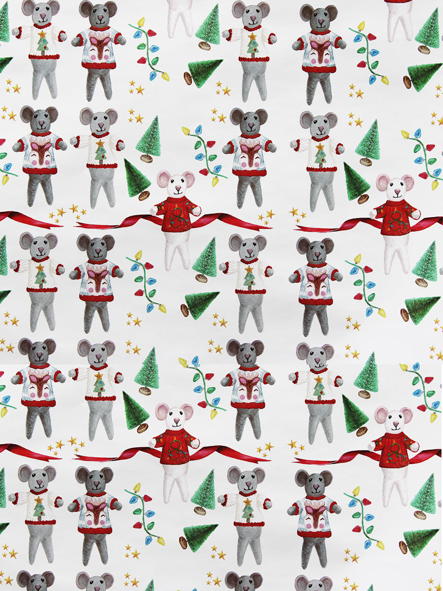 Mice In Sweaters Christmas Wrapping Paper