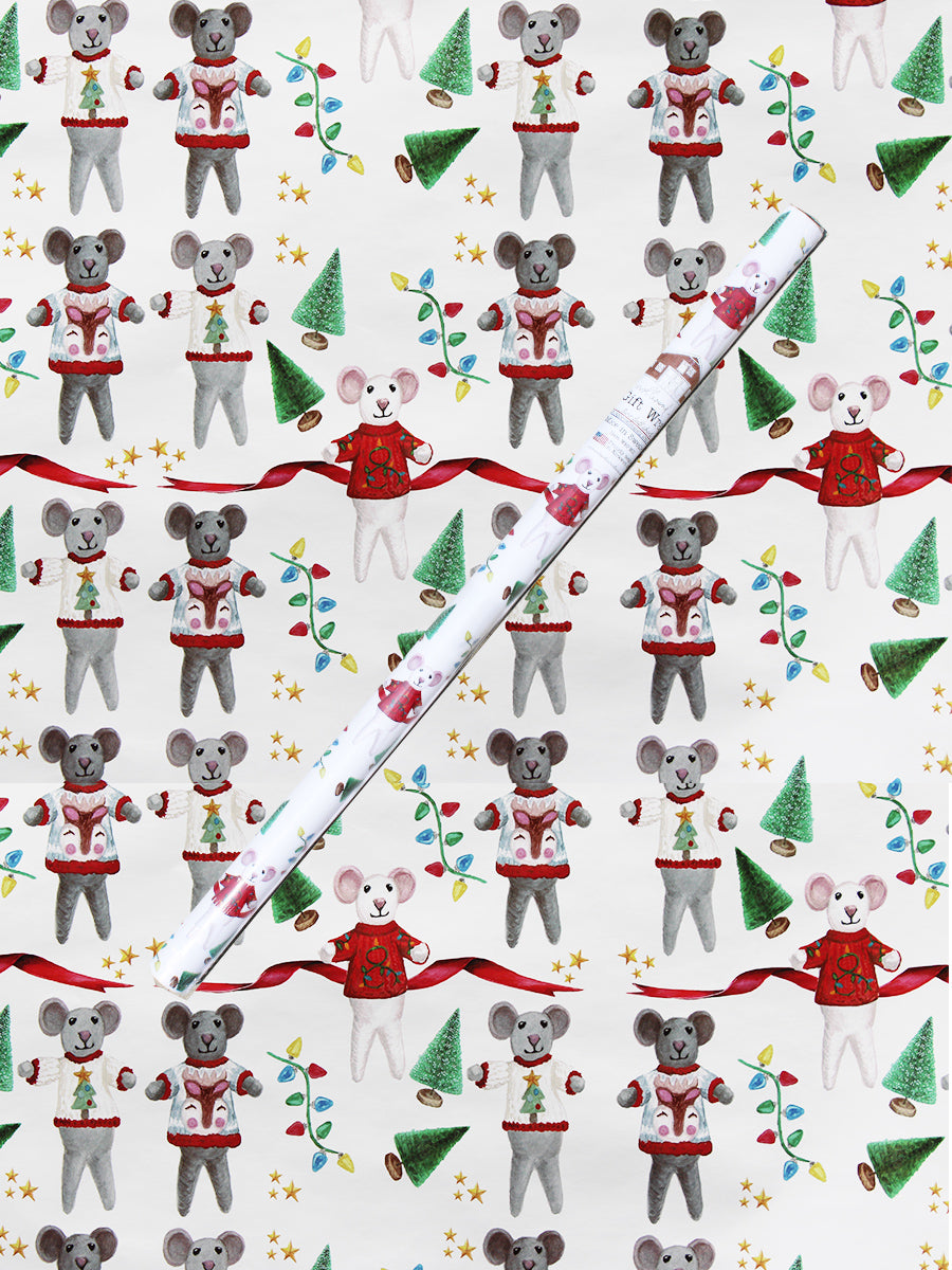 Mice In Sweaters Christmas Wrapping Paper