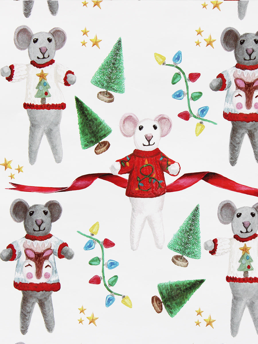 Mice In Sweaters Christmas Wrapping Paper