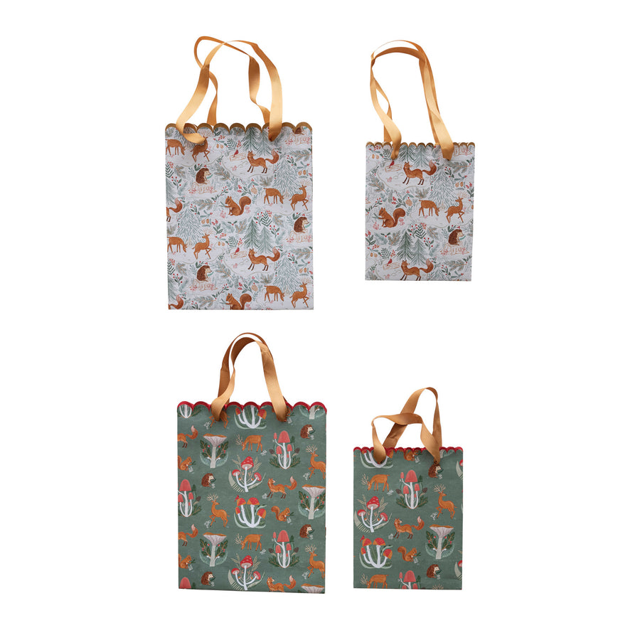 Scalloped Gift Bag Set - Woodland