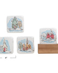 Coasters With Houses Set of 4