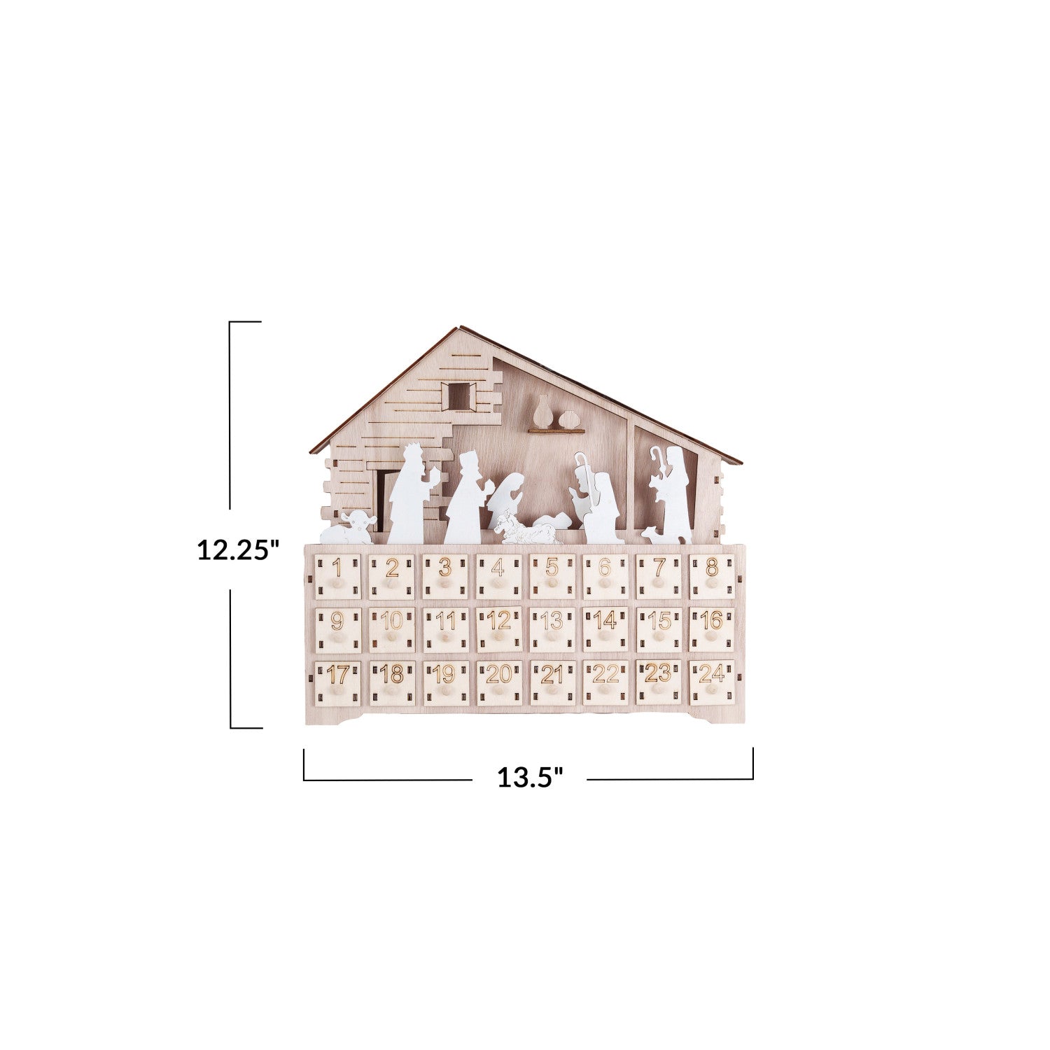 Unfinished Wooden Christmas Nativity Advent Calendar with LED lights| Family Heirloom| Christmas Countdown| Days Until Christmas