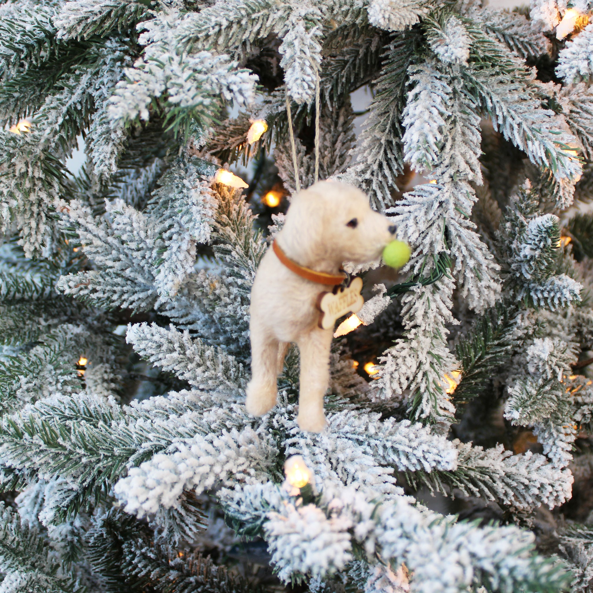Personalized Christmas Dog Ornament with Custom Name Tag