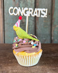 Congrats Wood Cake Cupcake Topper