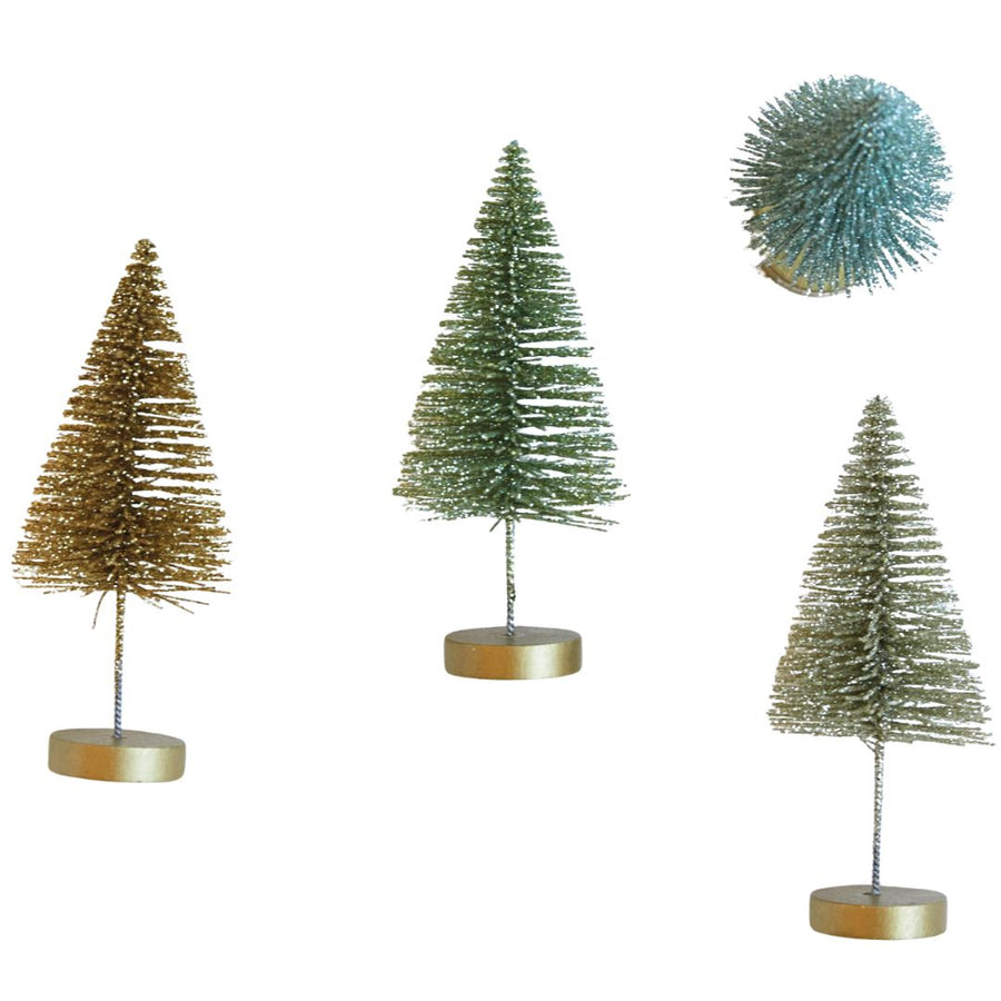 Metallic Glitter Bottle Brush Trees