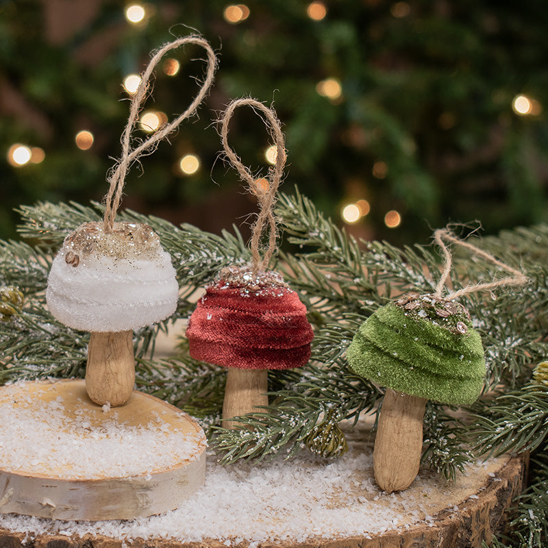 Velvet Glitter Mushroom Ornament