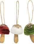 Velvet Glitter Mushroom Ornament