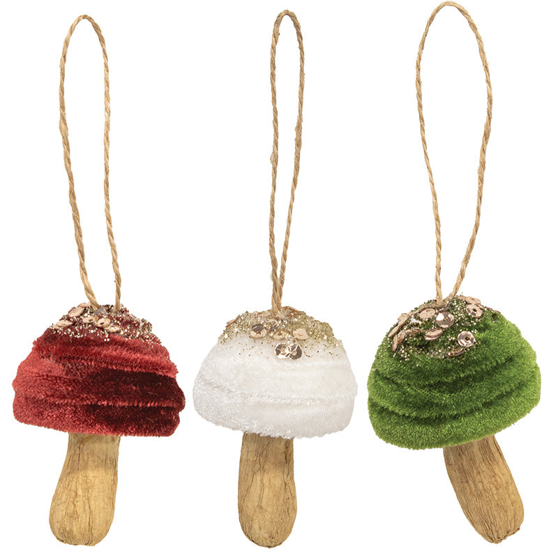 Velvet Glitter Mushroom Ornament