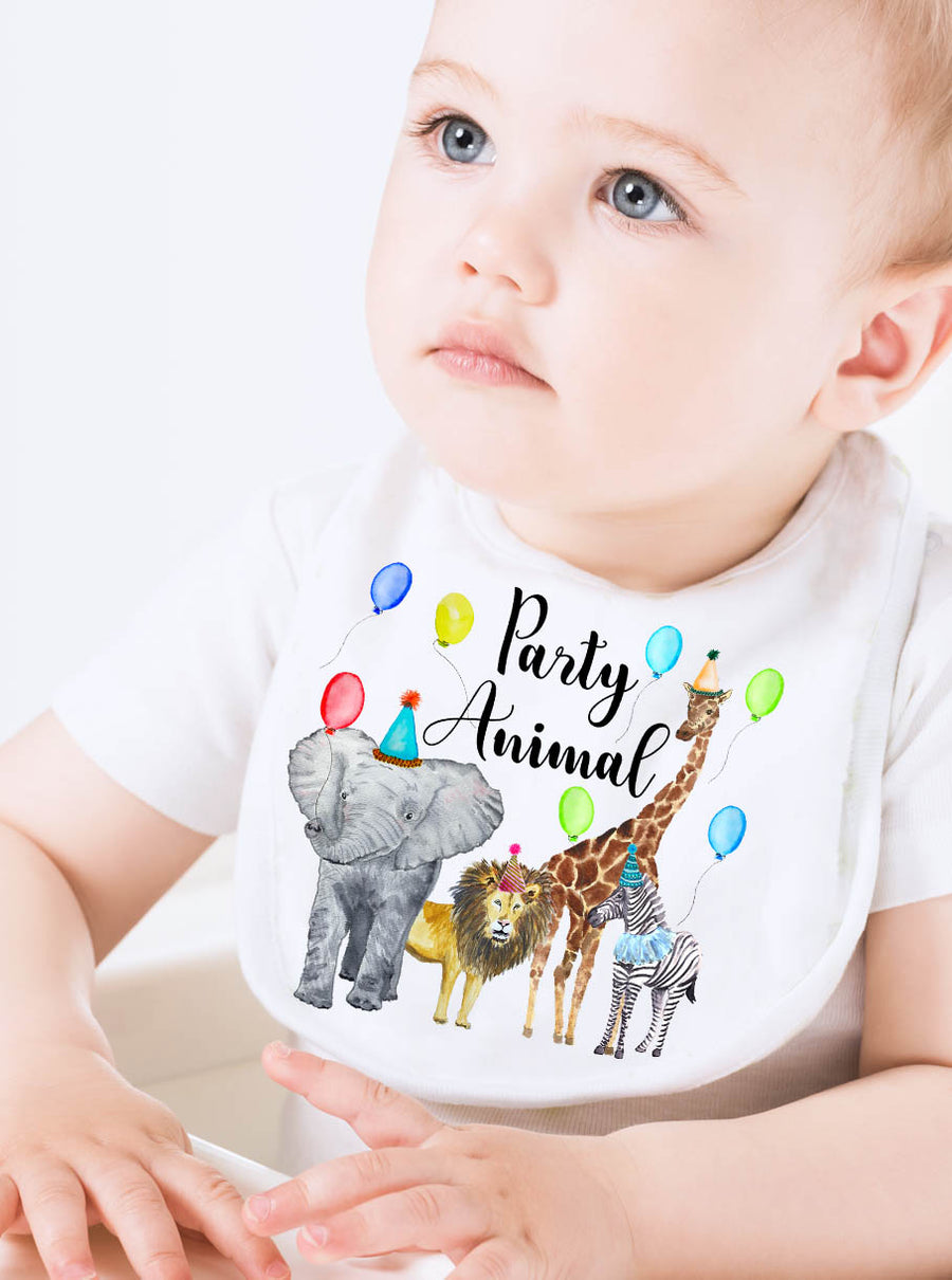 Party Animal Colorful Baby Bib