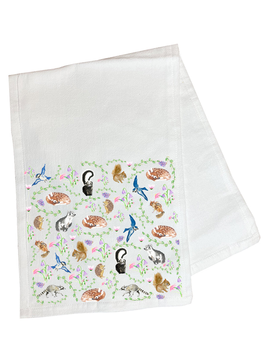 Woodland Animals & Flowers Burp Cloth