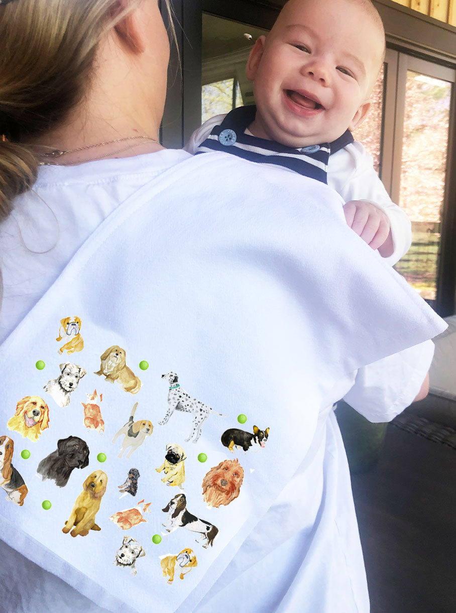 Dog Collage Burp Cloth