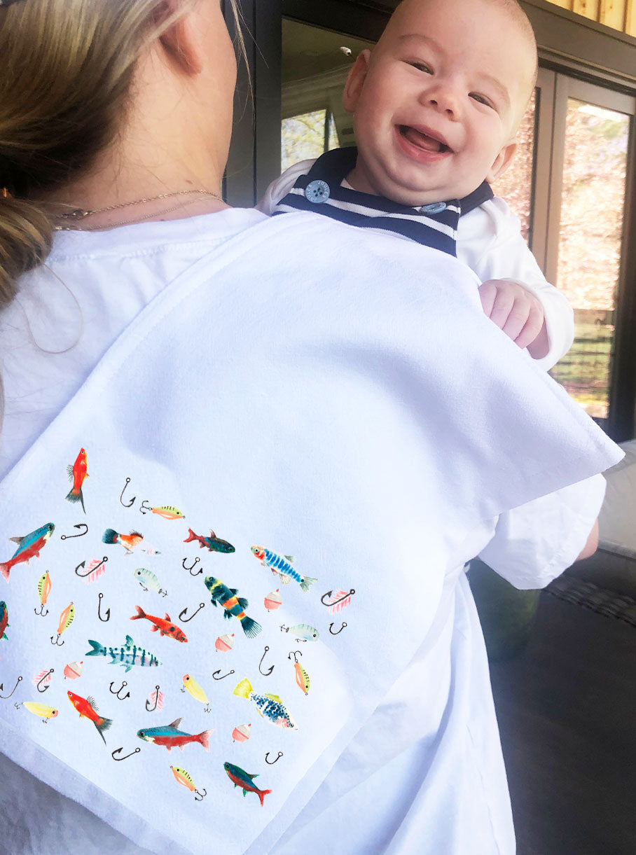 Fishing Lure collage Burp Cloth
