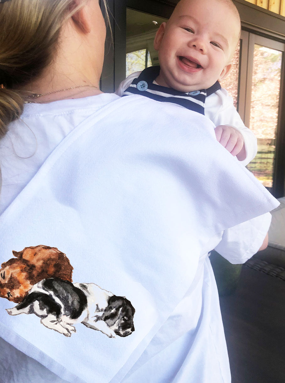 Puppies Sleeping Burp Cloth