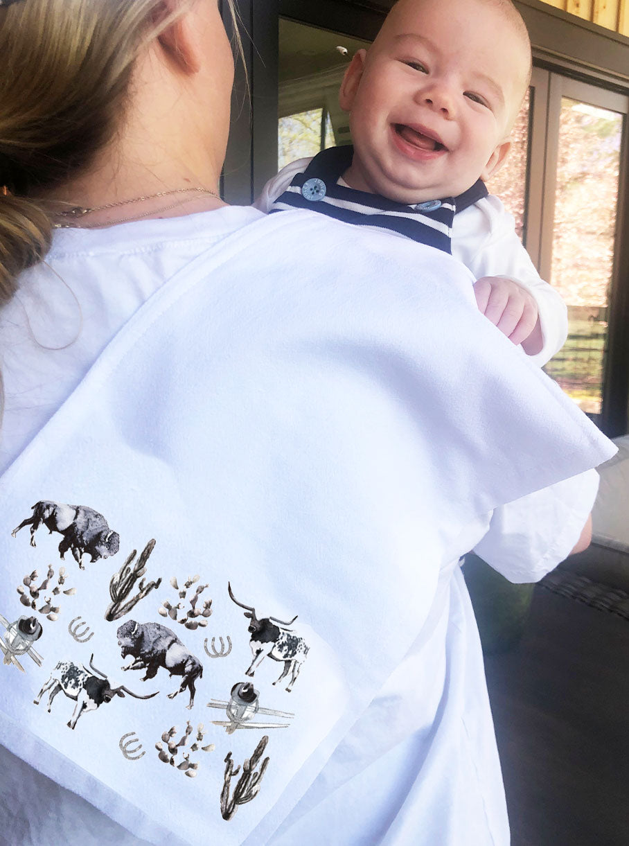Western Collage Burp Cloth