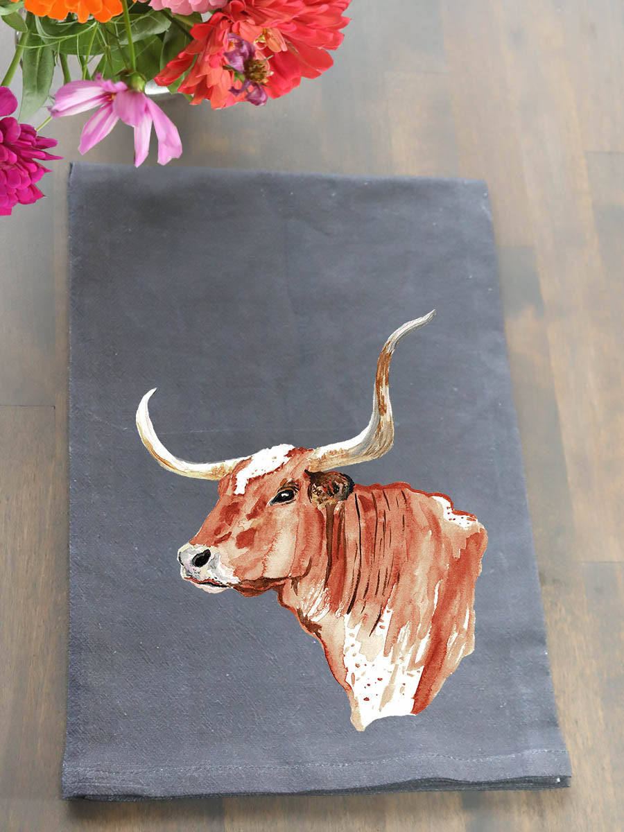Longhorn Black Kitchen Towel