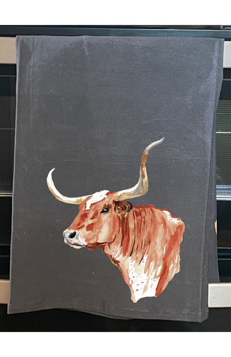 Longhorn Black Kitchen Towel