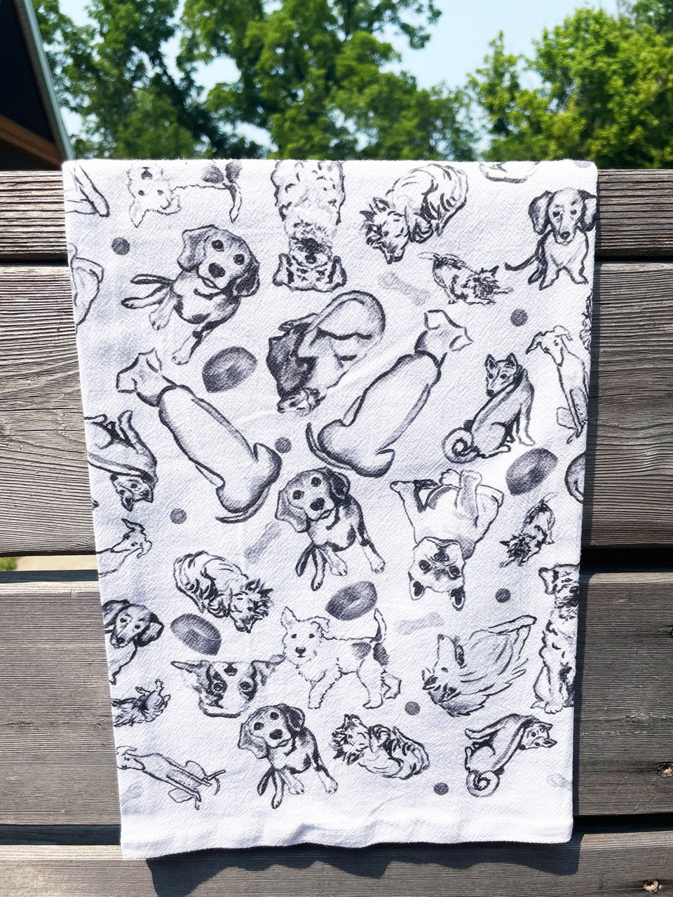Black and White Dog Collage Kitchen Towel