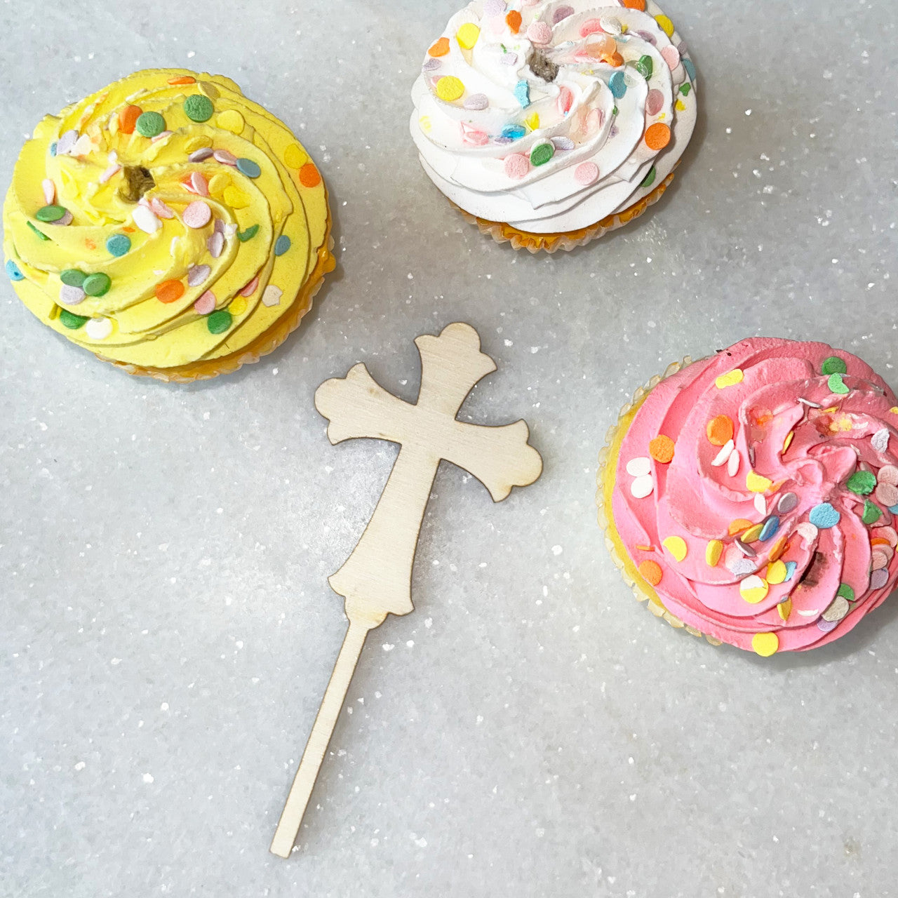 Cross Wood Cake Cupcake Topper