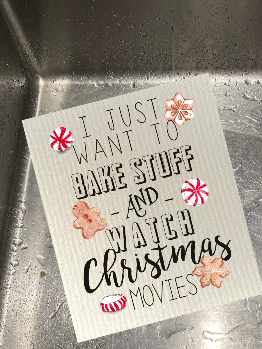 Bake Stuff And Watch Christmas Movies Dishcloth Set