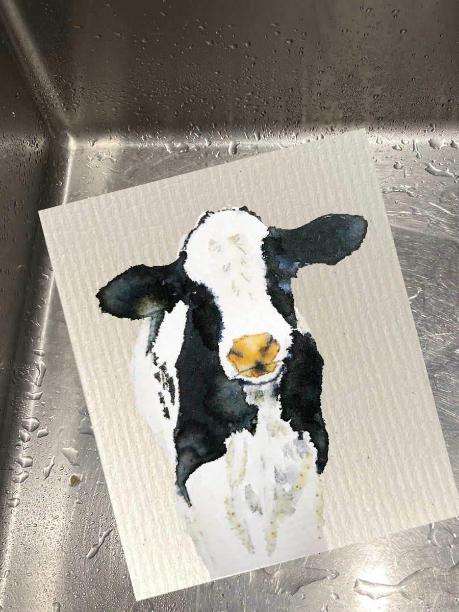 Black And White Cow Dishcloth Set