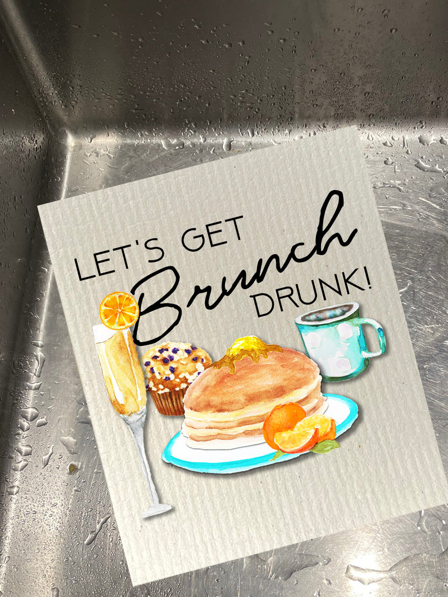 Brunch Drunk -  Bio-degradable Cellulose Dishcloth Set of 2