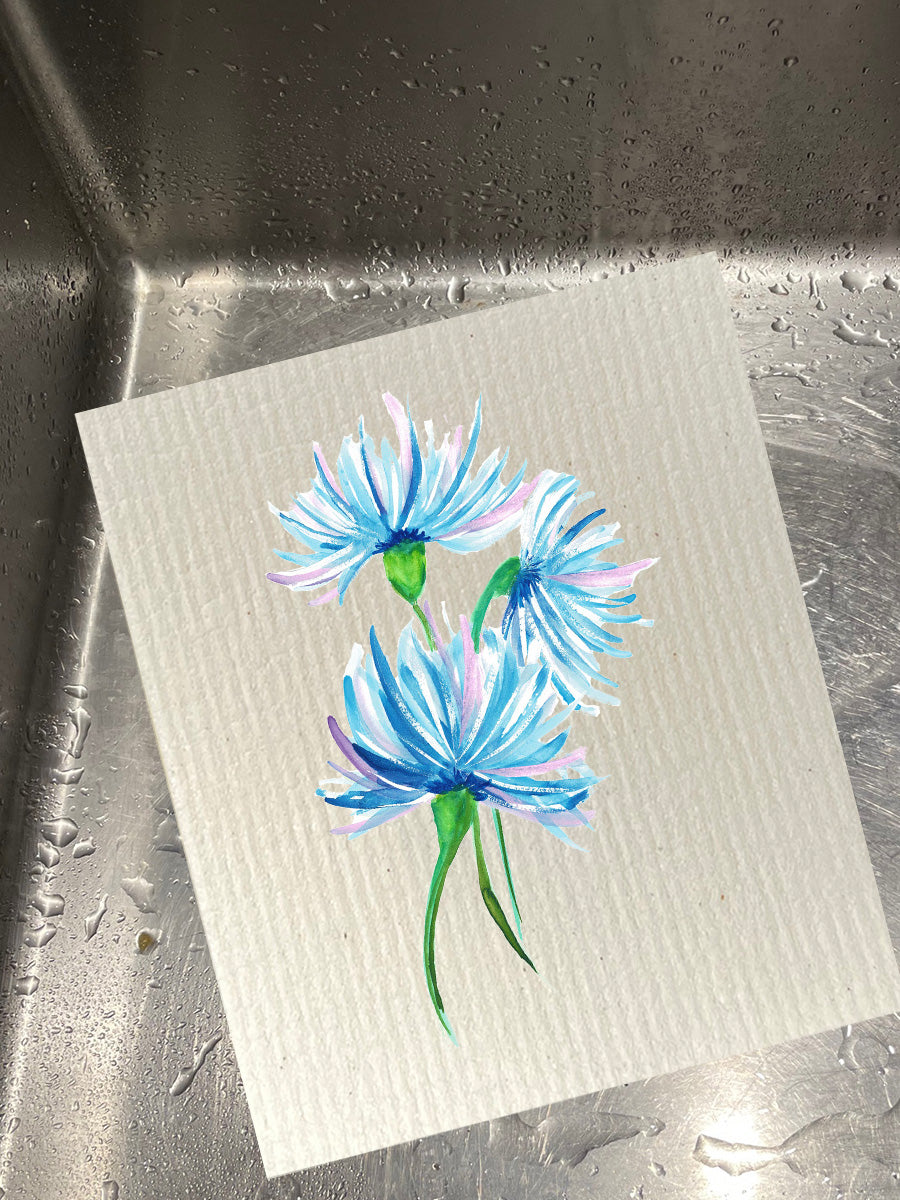 Blue Flowers Dishcloth Set