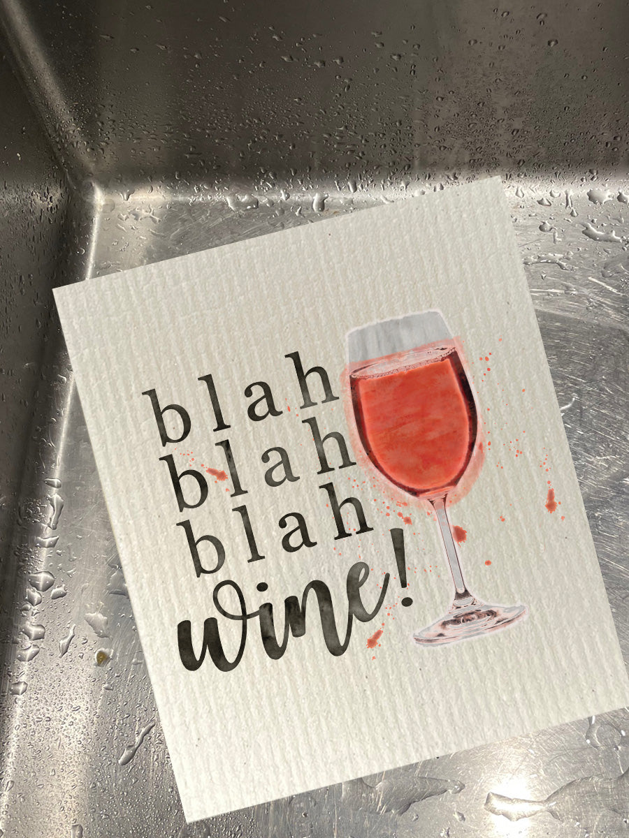 Blah Blah Blah Wine Dishcloth Set