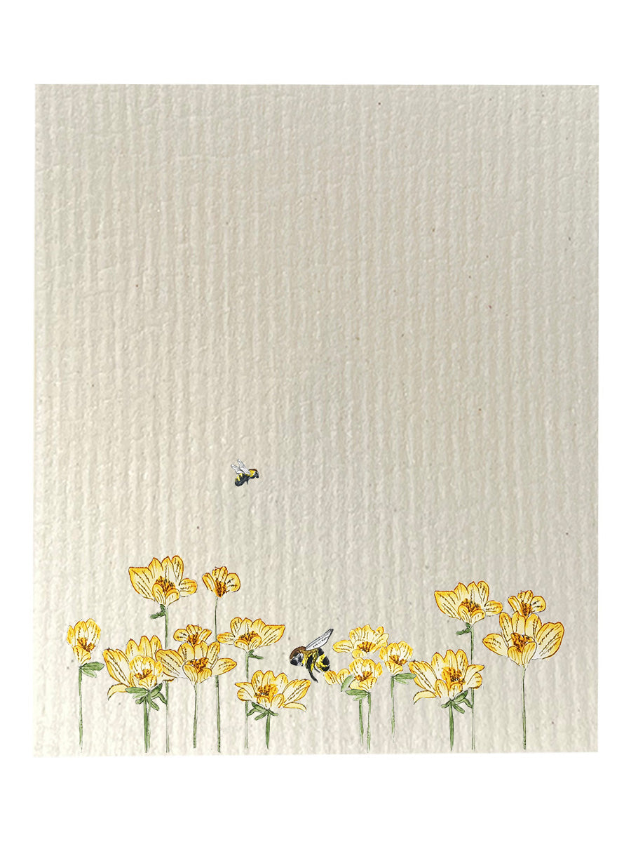Bees on Flowers Dishcloth Set