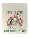Cows and Holly -  Bio-degradable Cellulose Dishcloth Set of 2