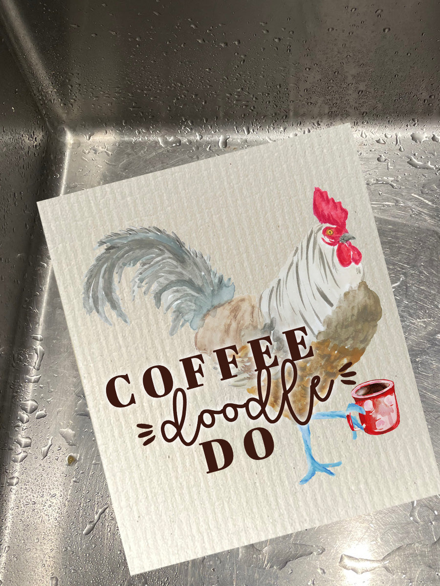 Coffee Doodle Do Dishcloth Set