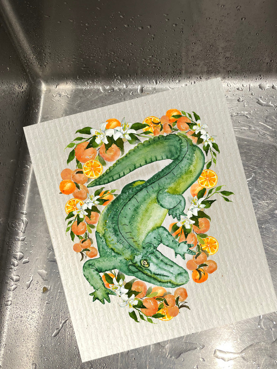 Citrus Gator Bio-degradable Cellulose Dishcloth Set of 2