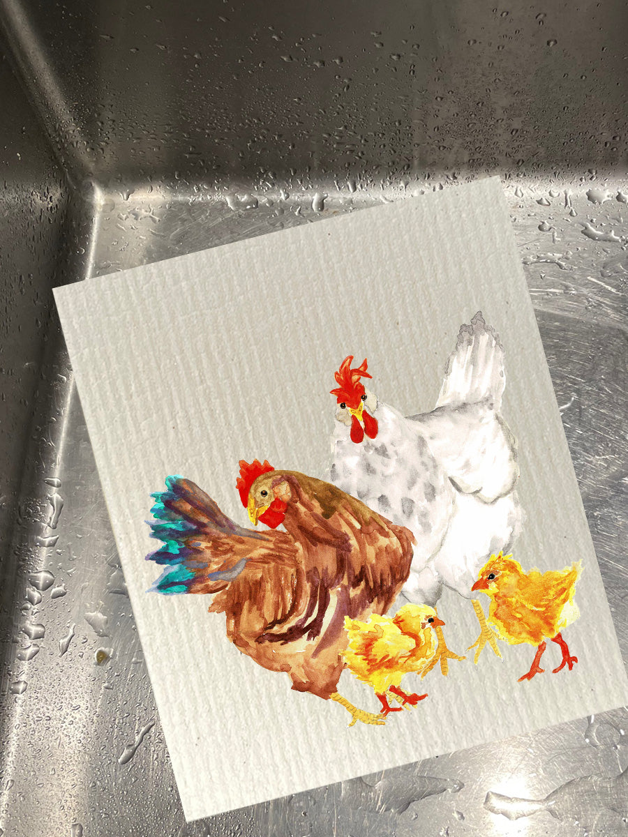 Chicken Family Dishcloth Set