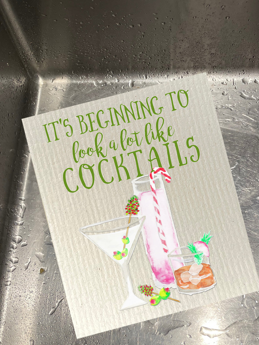 Christmas Cocktails Dishcloth Set