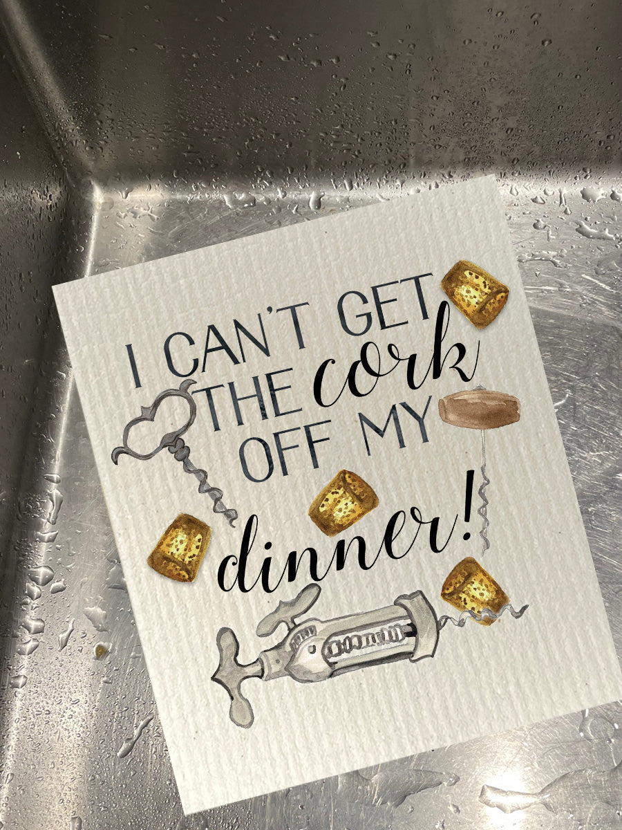 Cork Off My Dinner Dishcloth Set