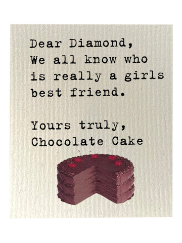 Dear Diamond, Chocolate Cake Bio-degradable Cellulose Dishcloth Set of 2