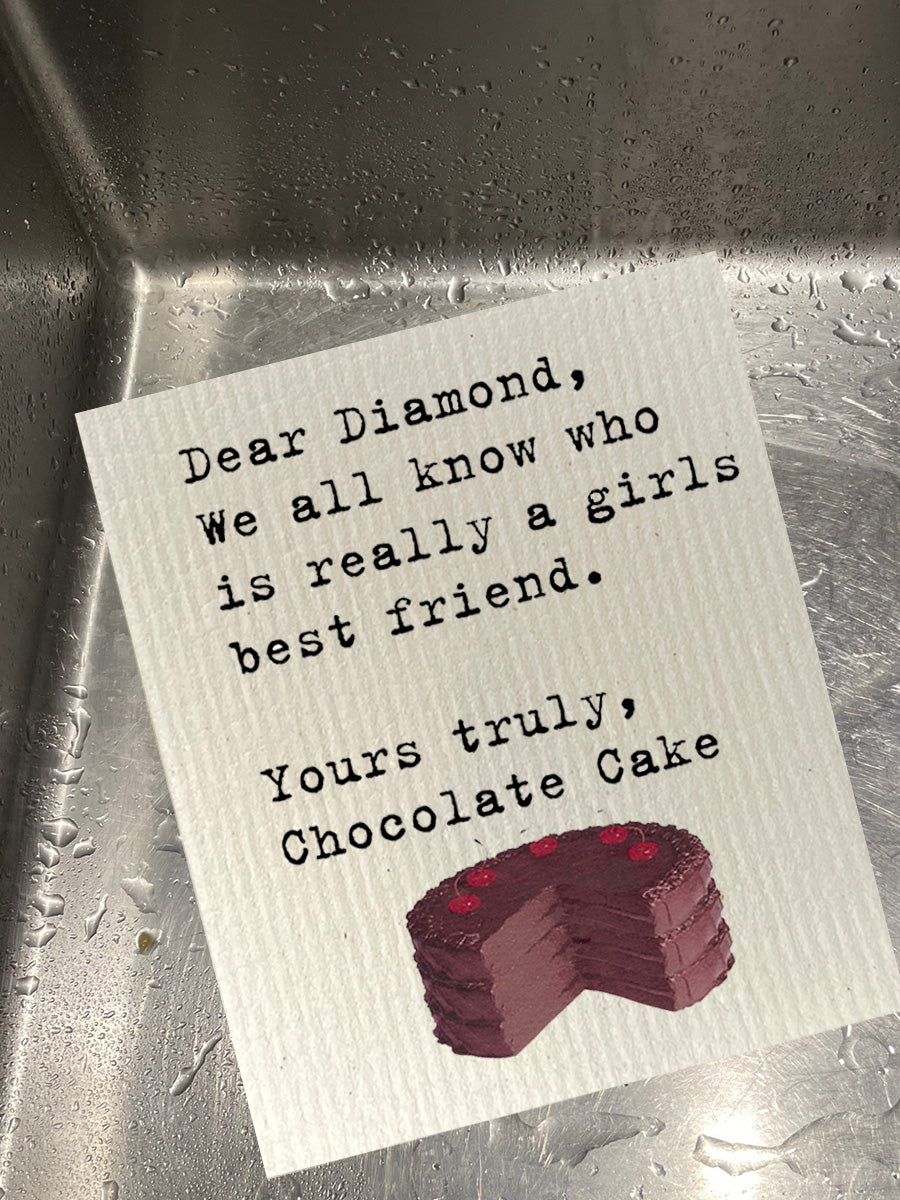 Dear Diamond, Chocolate Cake Bio-degradable Cellulose Dishcloth Set of 2