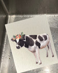 Floral Cow -  Bio-degradable Cellulose Dishcloth Set of 2