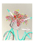 Green Bike With Flowers Bio-degradable Cellulose Dishcloth Set of 2