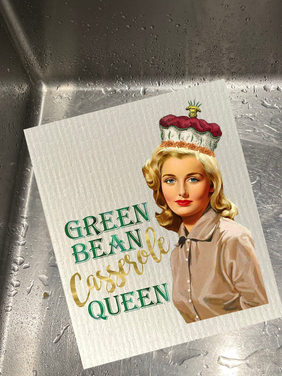 Green Bean Casserole Bio-degradable Cellulose Dishcloth Set of 2